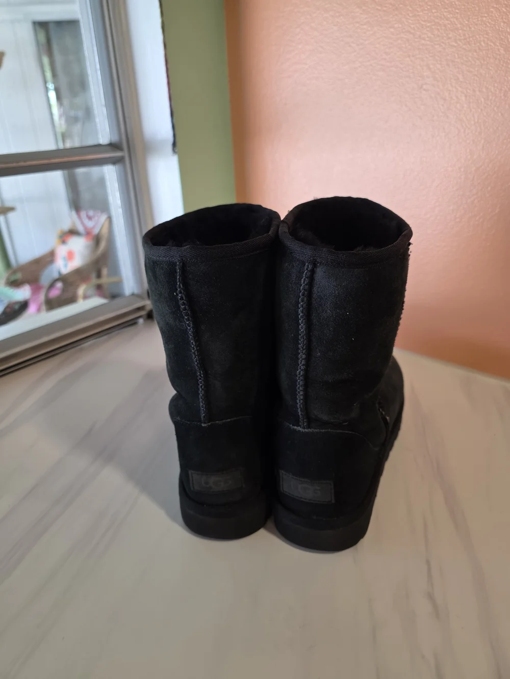 UGG Classic Short Black Suede Shearling Boots